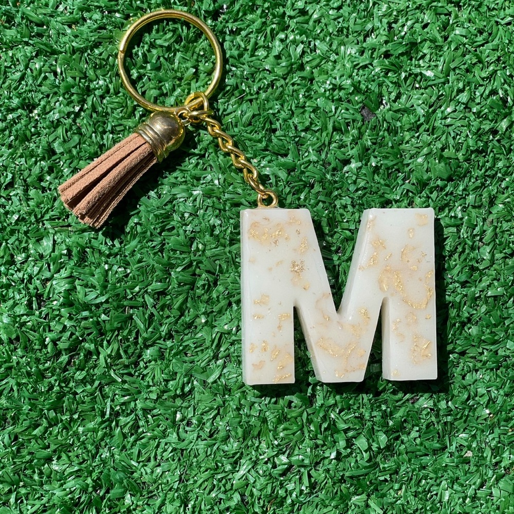 Gold and Cream Keychain with Tassel